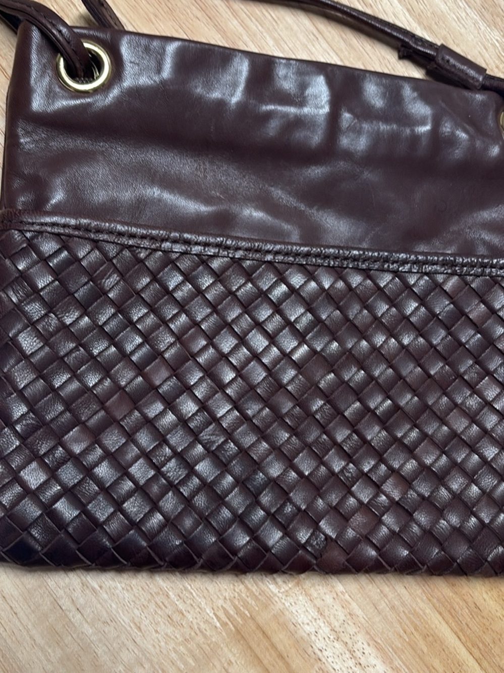 margot Dark Brown Woven Crossbody Bag